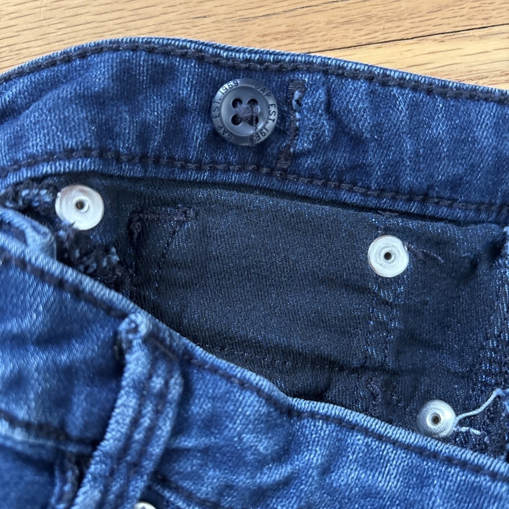 Gap Jeans Girls Sz 14 Blue Super Skinny Adjustable Waist 5 Pocket Button Closure - Picture 9 of 11